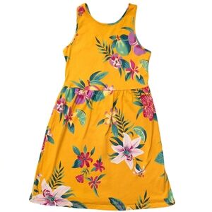Girls Patterned Jersey Fit & Flare Tank Dress - Yellow (Size M/8)